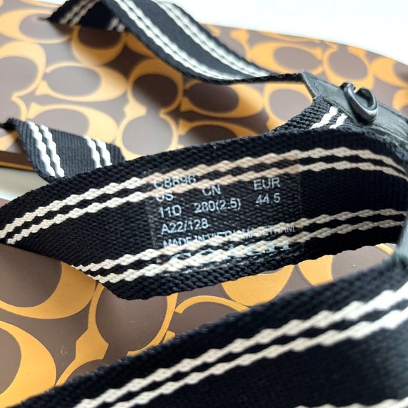 NWOB COACH Men Signature Flip Flop Sandals Brown C8896 Flats Rubber Pool - Picture 7 of 7